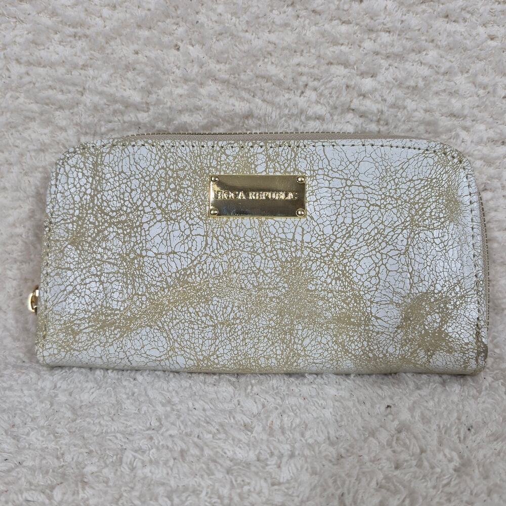 Mexican Handmade Distressed Off-White Leather Bifold Double Zip-Around Wallet